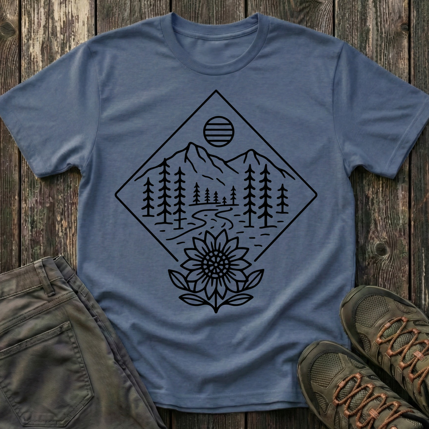 Sun Over Sunflower Landscape T-shirt