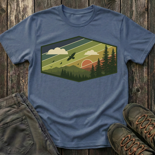 Retro Pine Forest Sunset T-shirt
