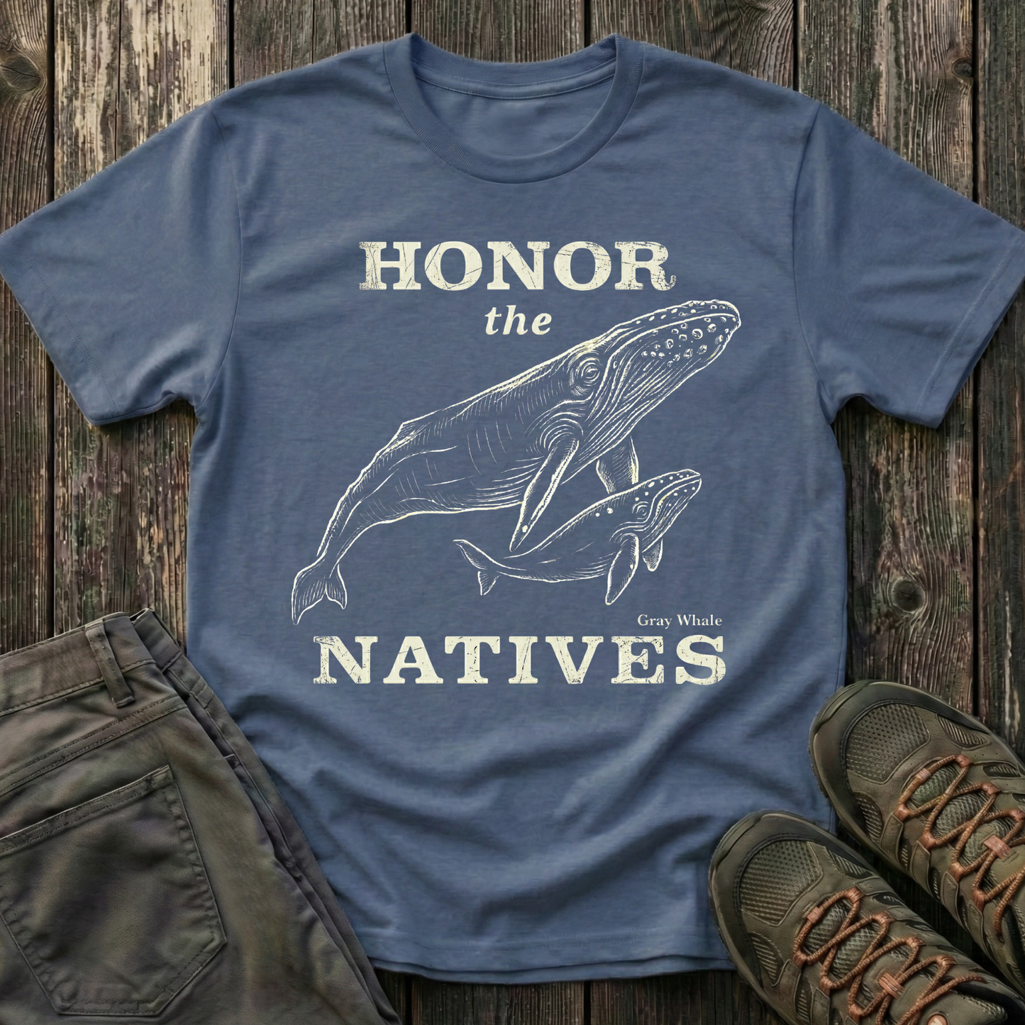 Honor The Natives Gray Whale T-shirt