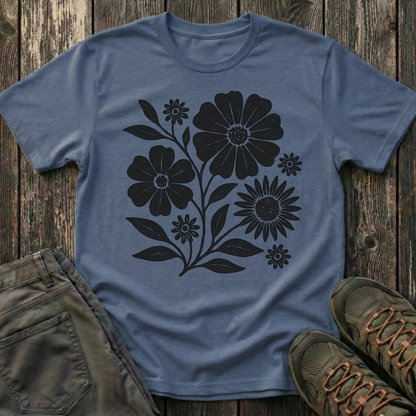 Botanical Portrait Black Ink Print T-shirt