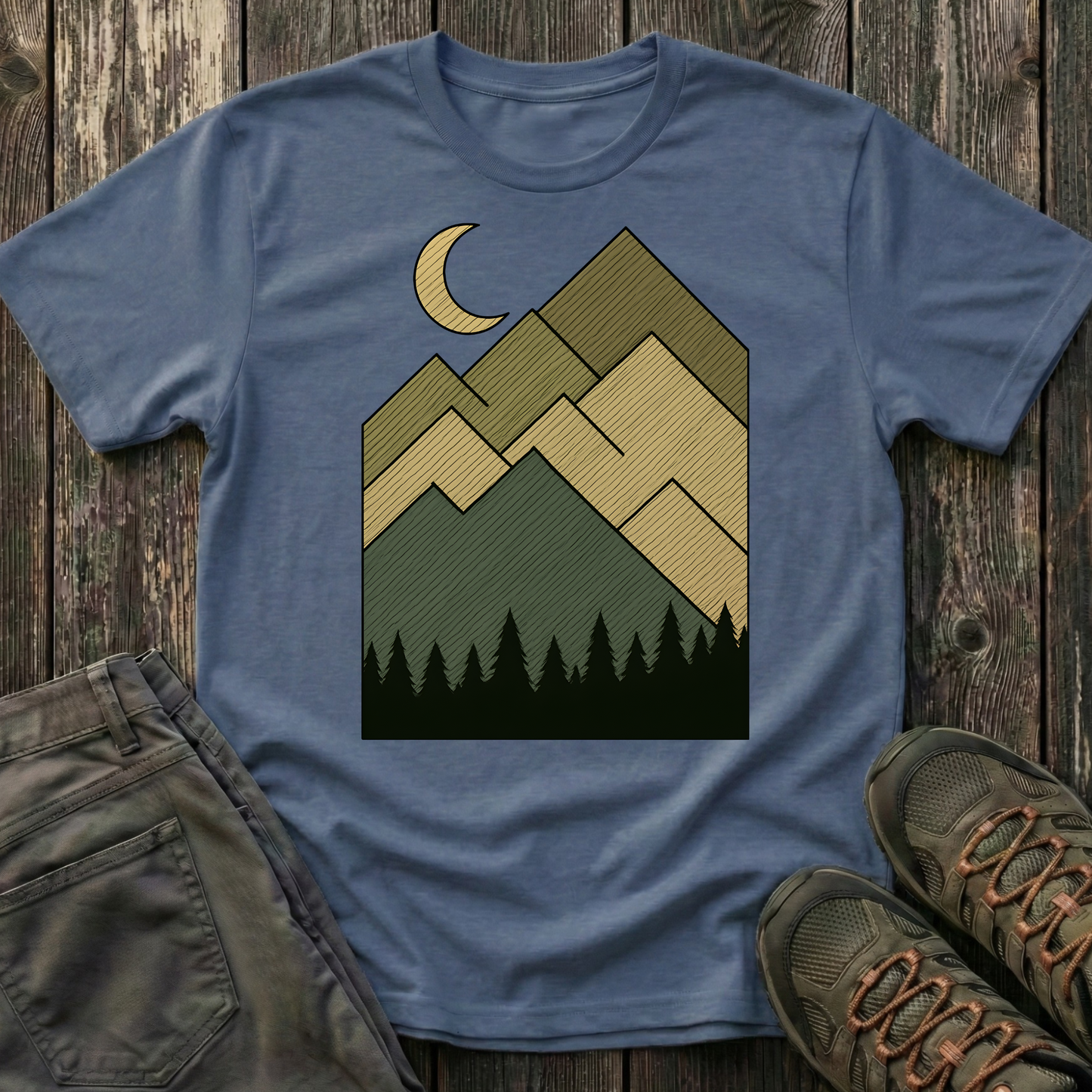 Moon Over Lined Mountains T-shirt