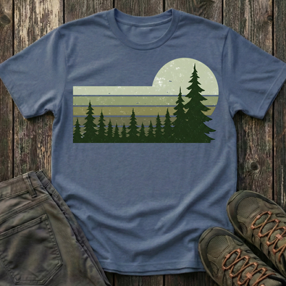 Retro Moss Green Sunset T-shirt