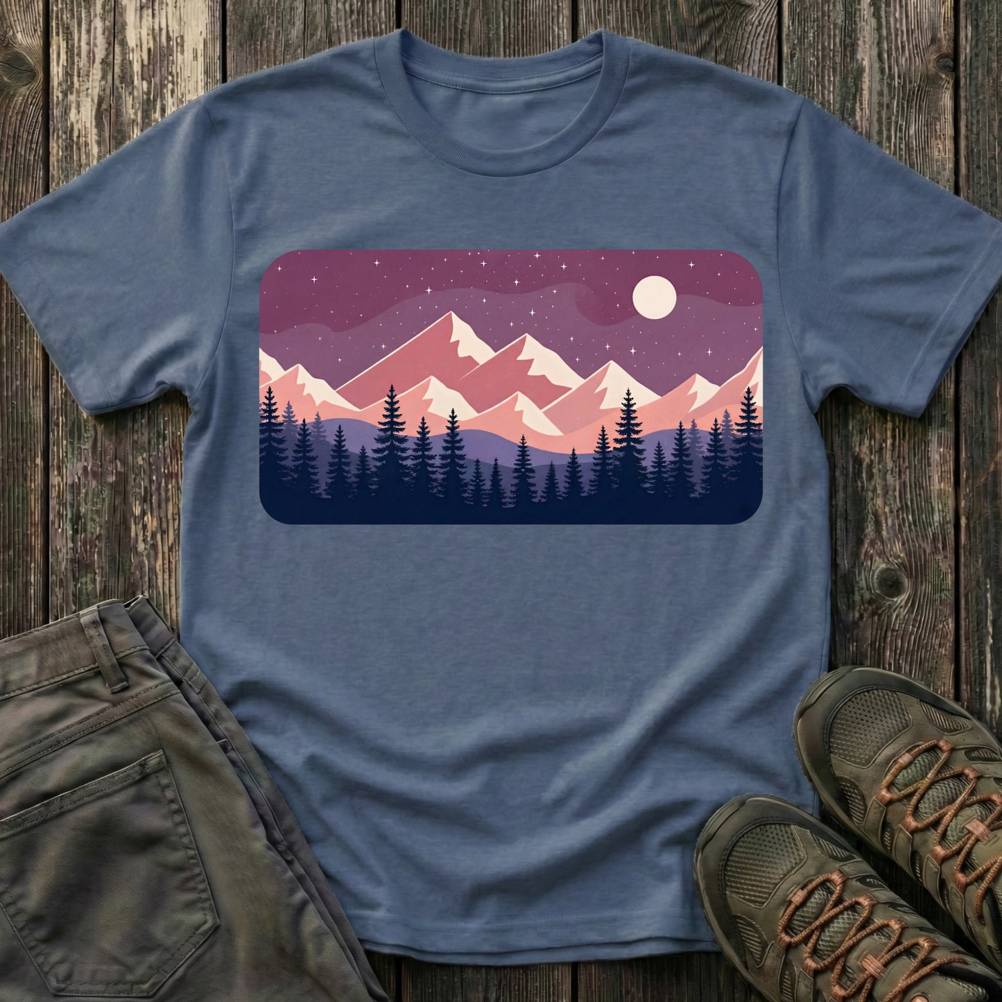 Purple Night Sky Landscape T-shirt