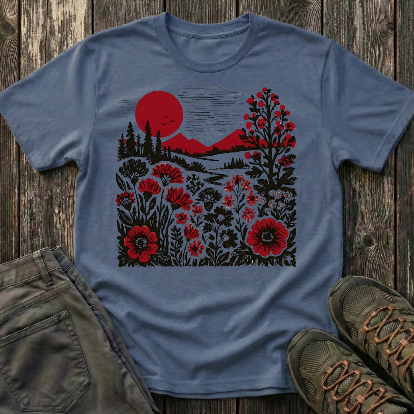 Burgundy Sunset Flora T-shirt