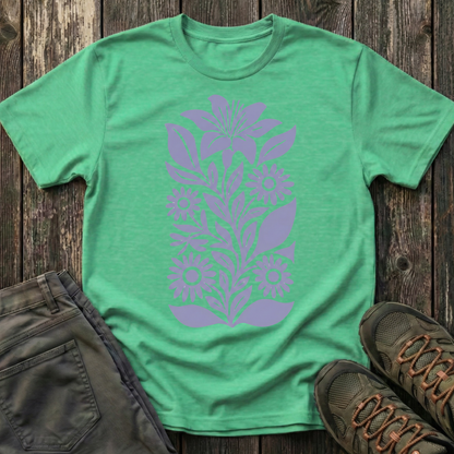 Flower Gathering Ink Print Lilac T-shirt