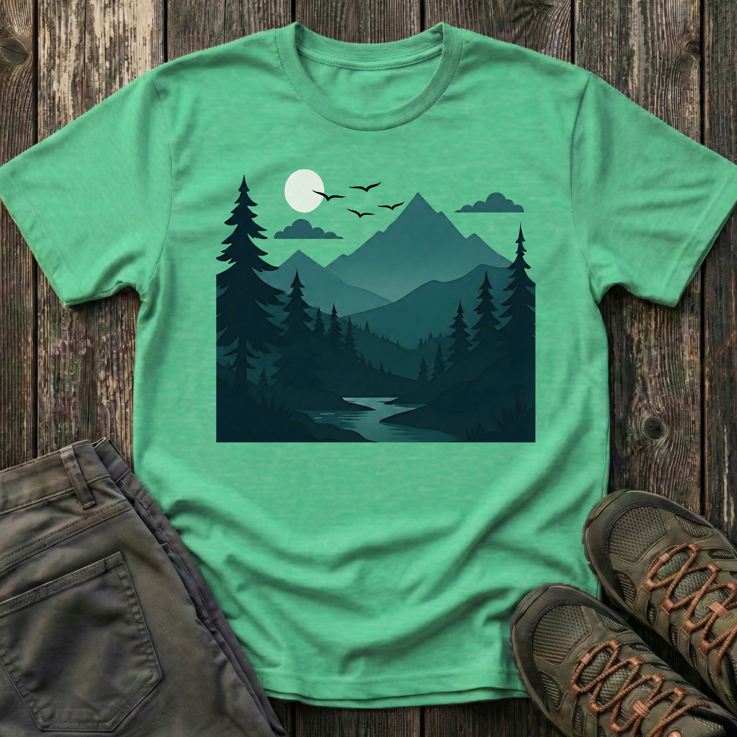 Dark Night Mountain Landscape T-shirt