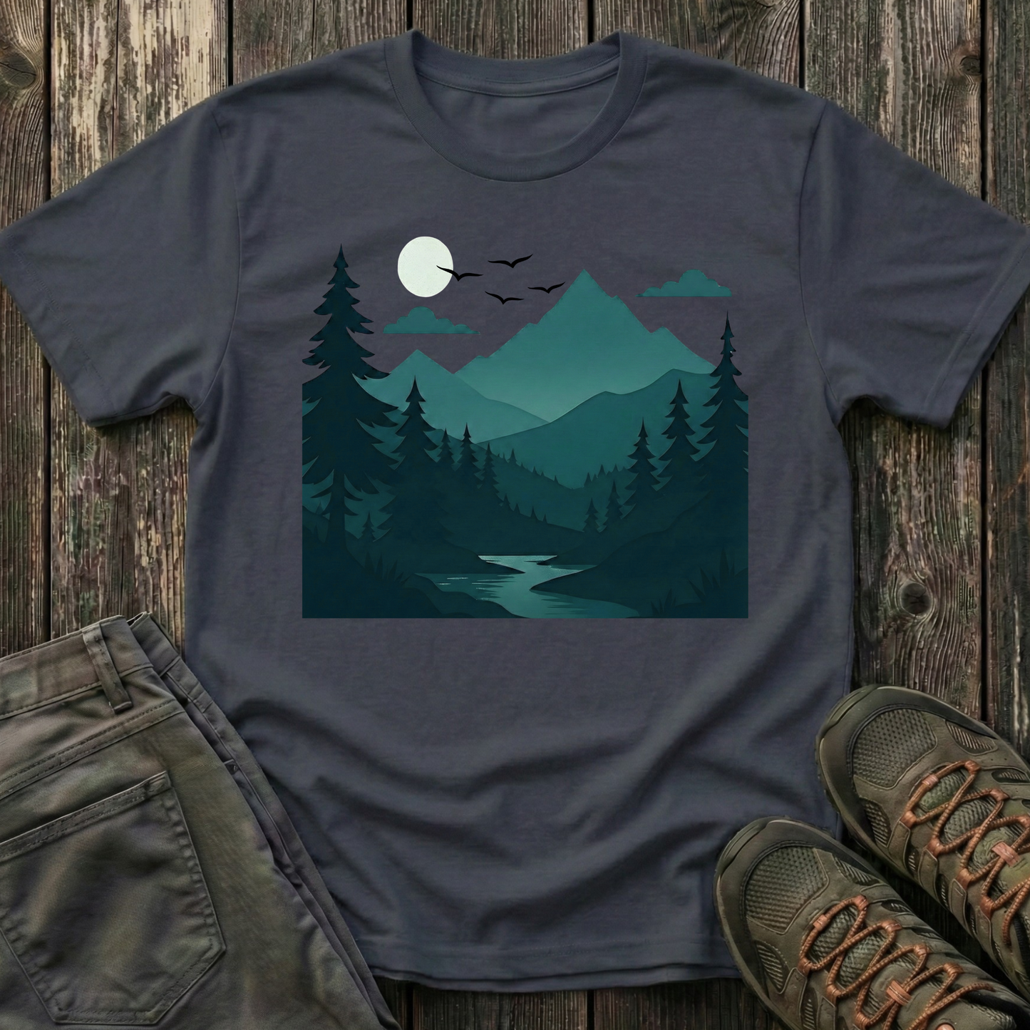 Dark Night Mountain Landscape T-shirt