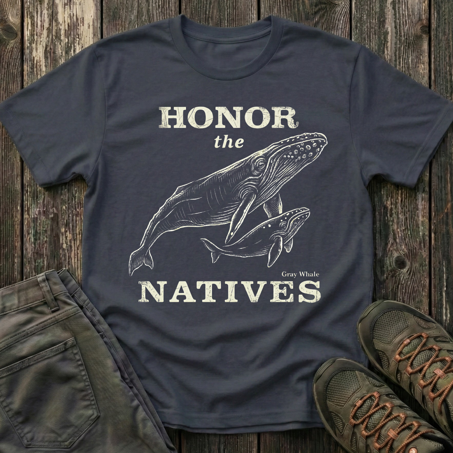 Honor The Natives Gray Whale T-shirt