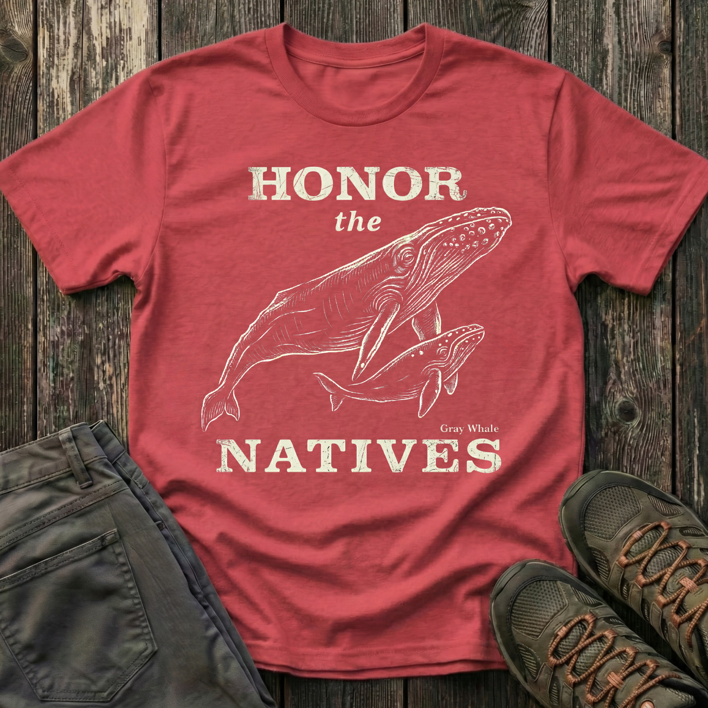 Honor The Natives Gray Whale T-shirt
