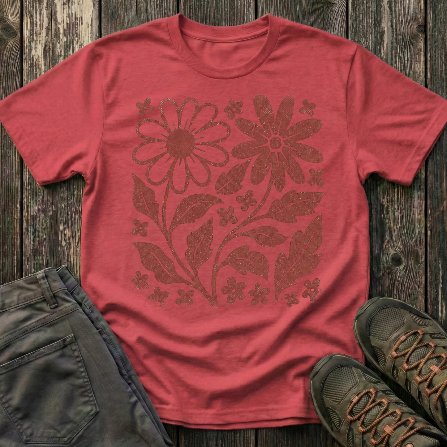 Crimson Flora T-shirt