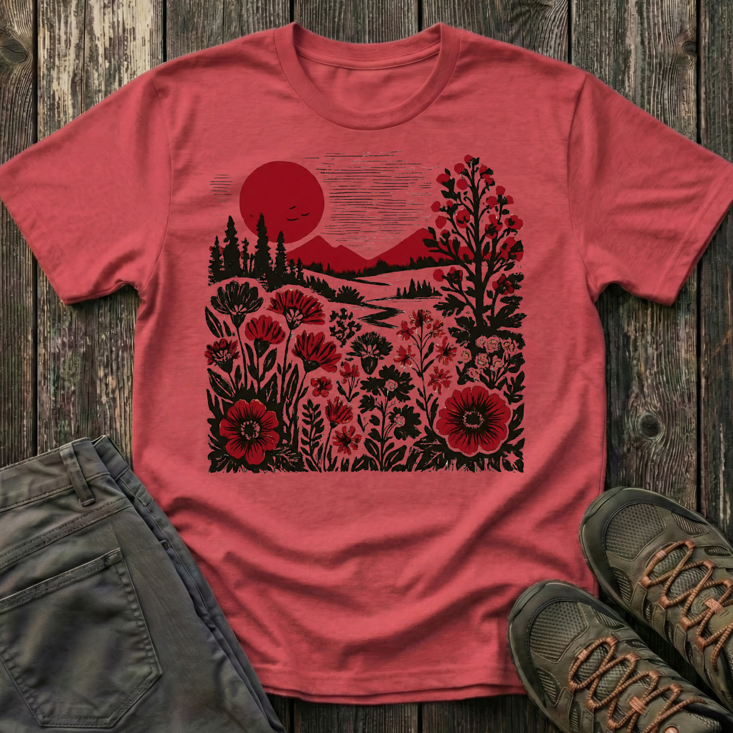 Burgundy Sunset Flora T-shirt