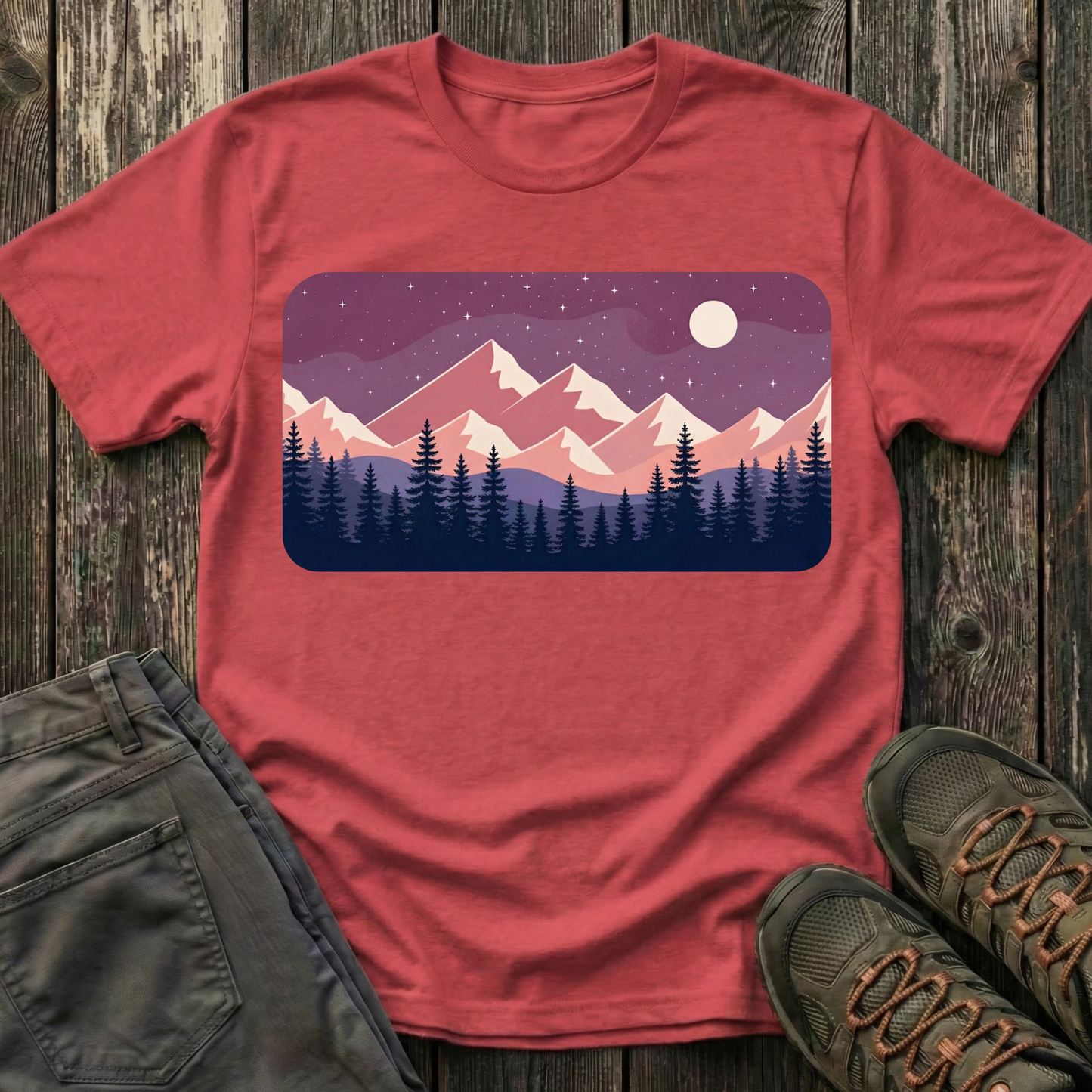 Purple Night Sky Landscape T-shirt