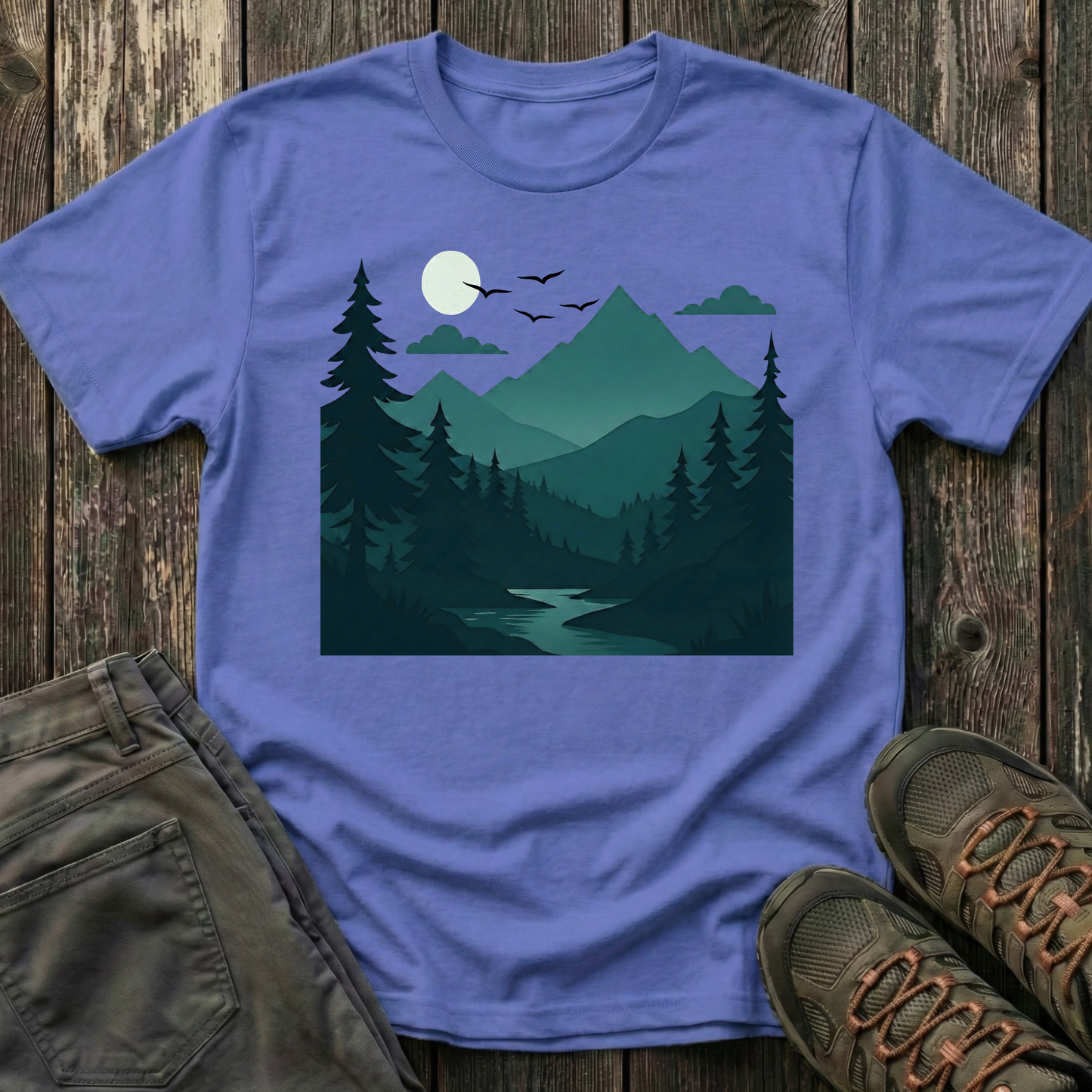 Dark Night Mountain Landscape T-shirt