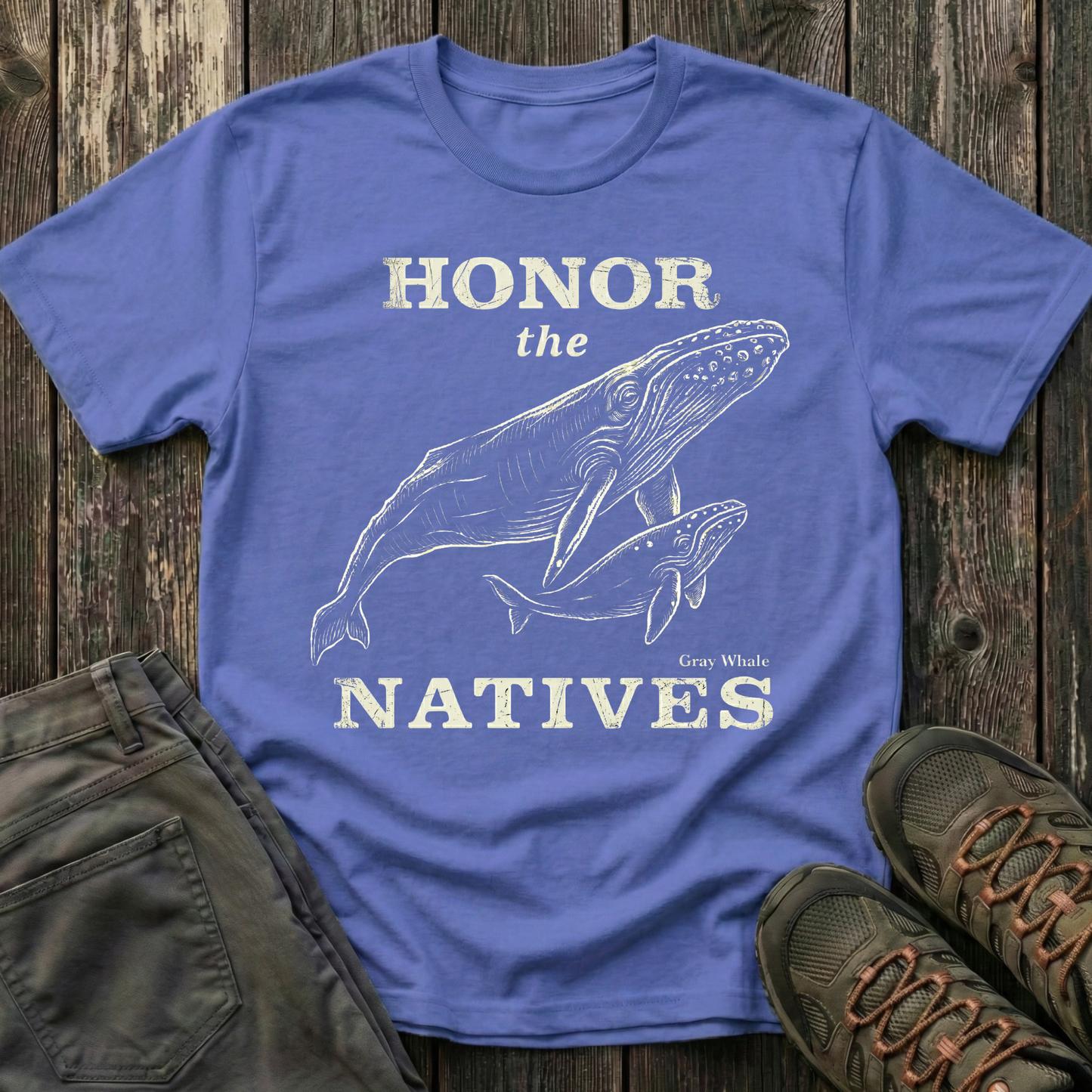 Honor The Natives Gray Whale T-shirt