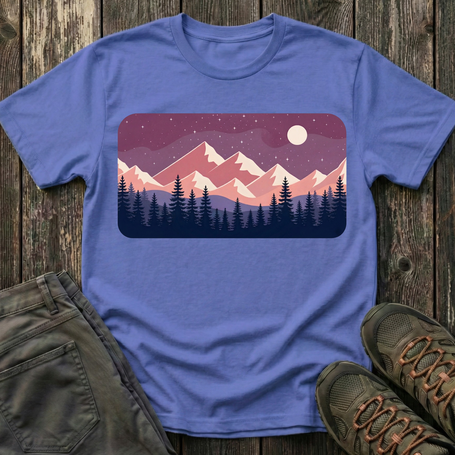 Purple Night Sky Landscape T-shirt