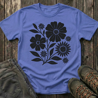 Botanical Portrait Black Ink Print T-shirt