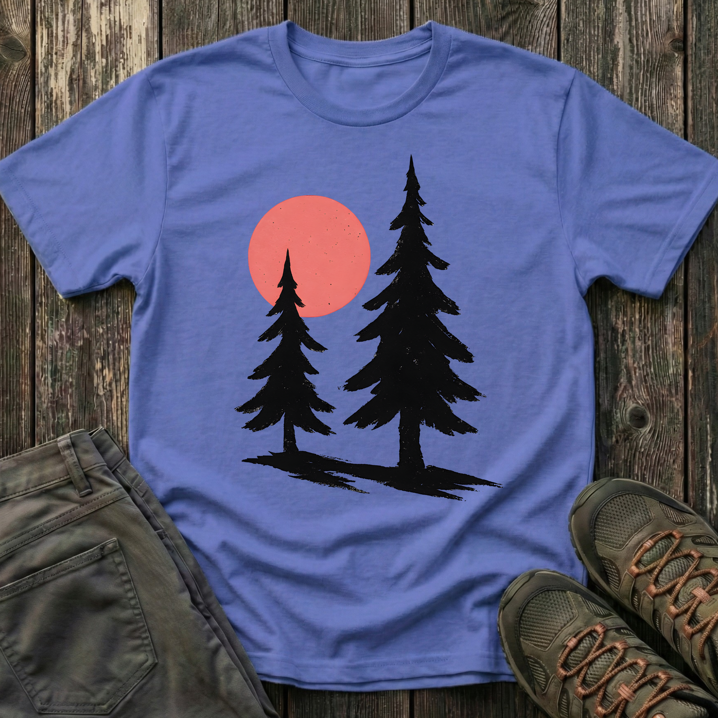 Serene Pines Under Sunset T-shirt