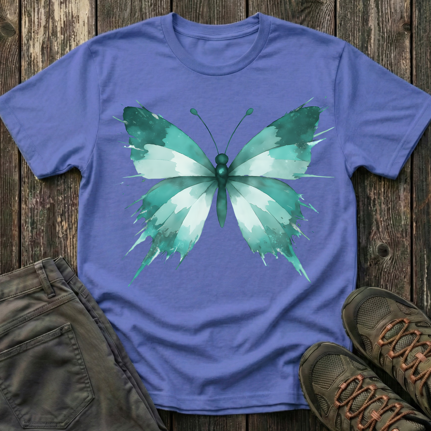Watercolor Teal Butterfly T-shirt