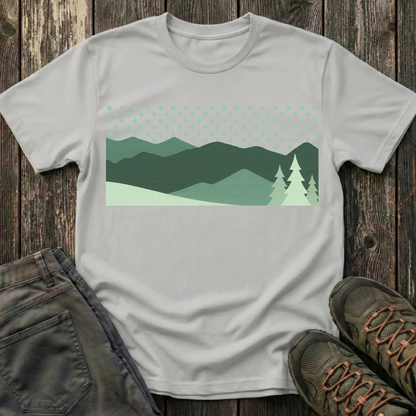 Minimalist Green Mountain Landscape T-shirt