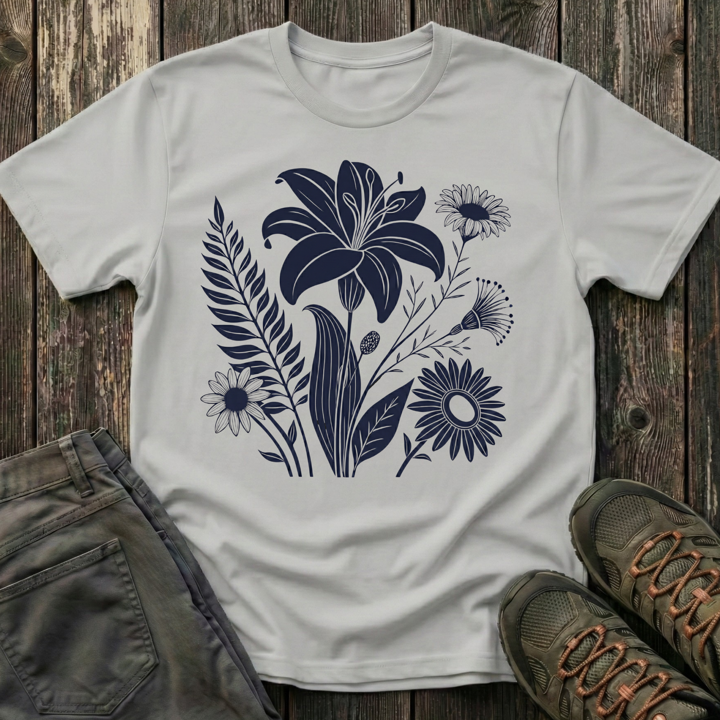 Flower Medley Ink Print T-shirt