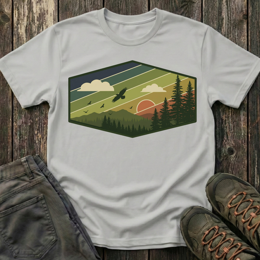 Retro Pine Forest Sunset T-shirt