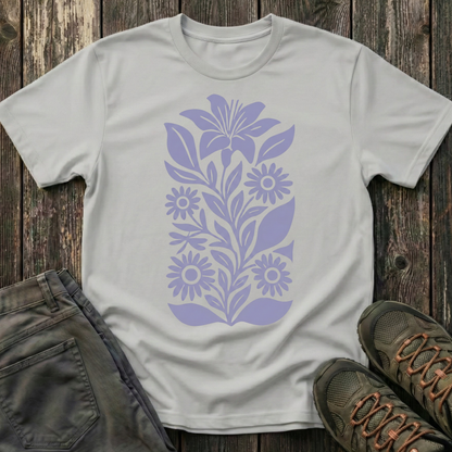 Flower Gathering Ink Print Lilac T-shirt