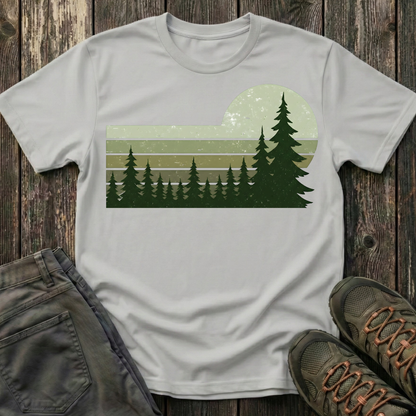 Retro Moss Green Sunset T-shirt