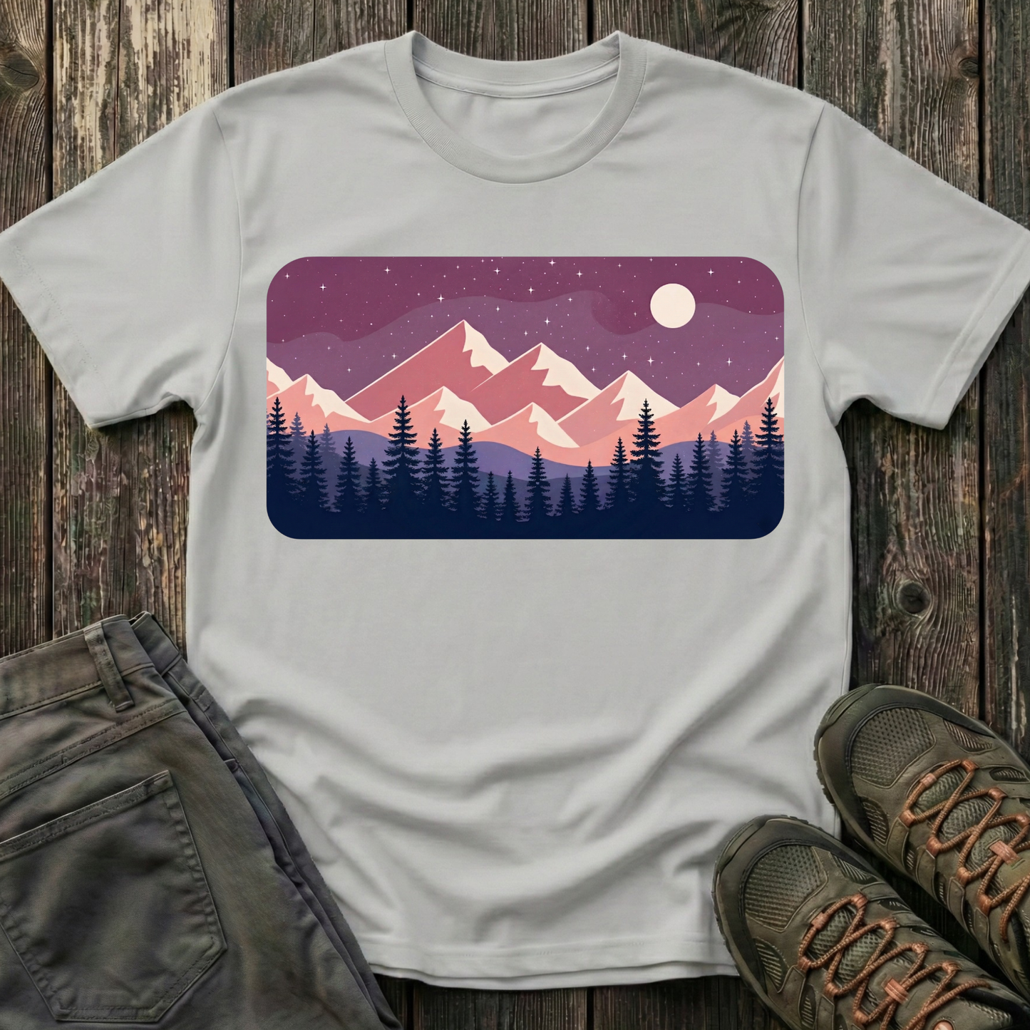 Purple Night Sky Landscape T-shirt