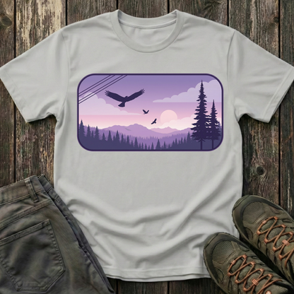 Soaring Eagle Over Purple Pines T-shirt