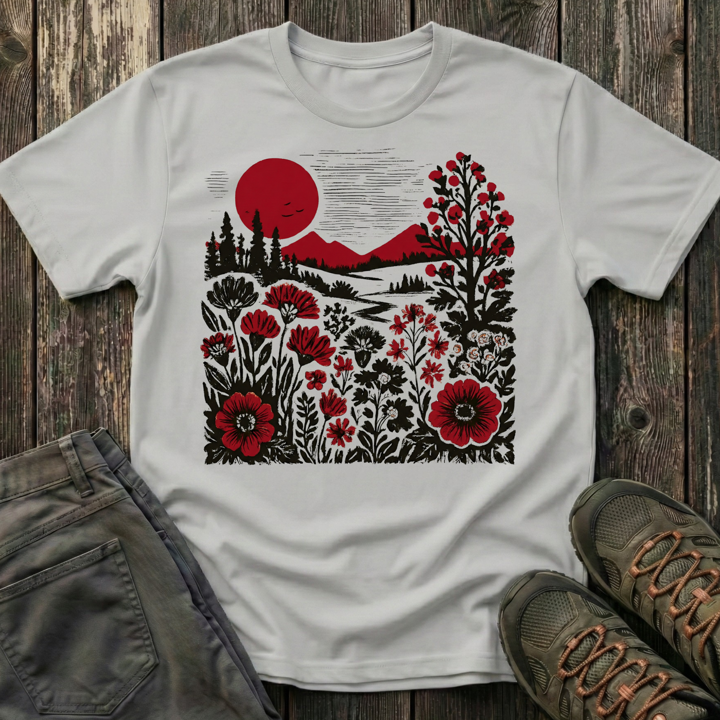 Burgundy Sunset Flora T-shirt