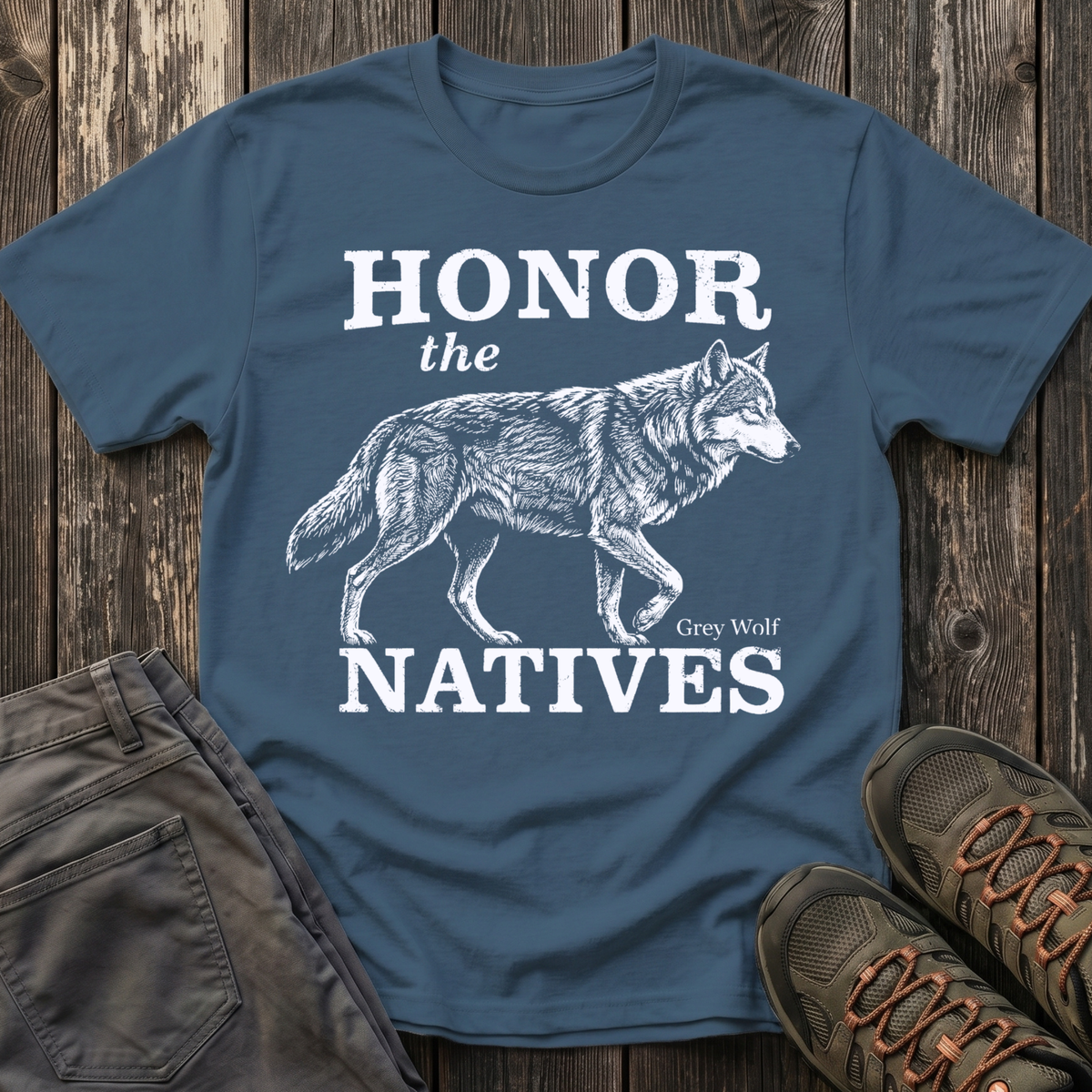 Honor The Natives Grey Wolf T-shirt White