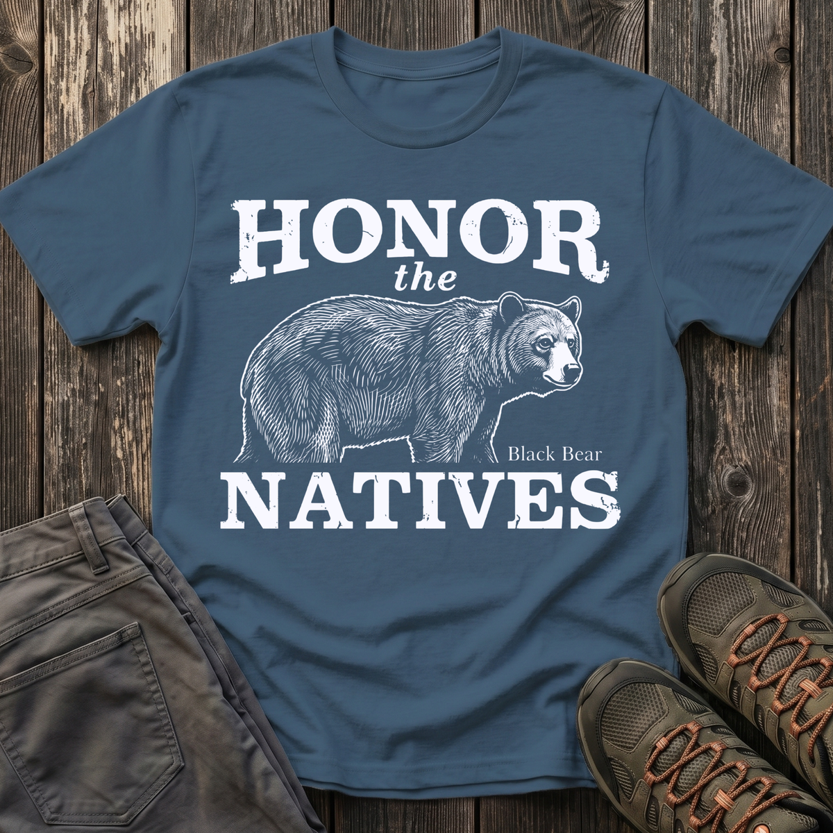 Honor The Natives Black Bear T-shirt White