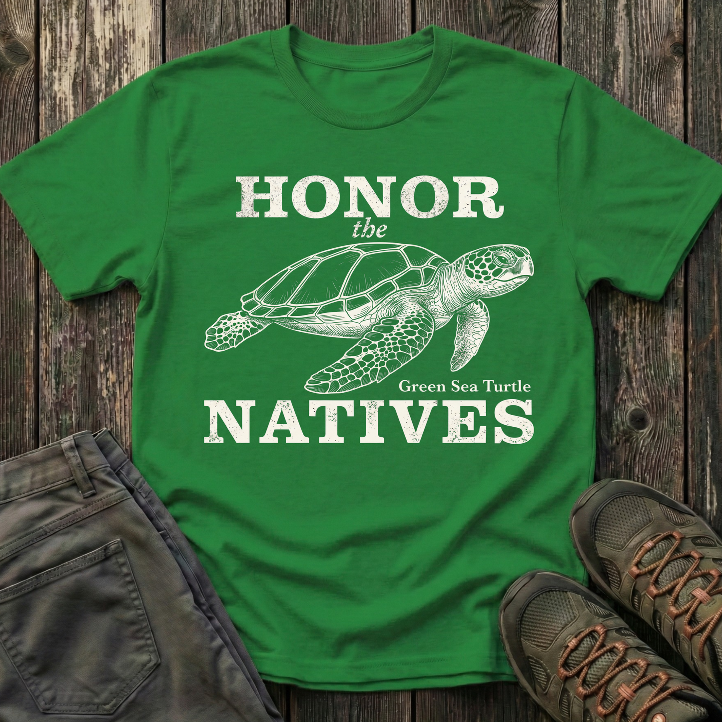 Honor The Natives Green Sea Turtle T-shirt