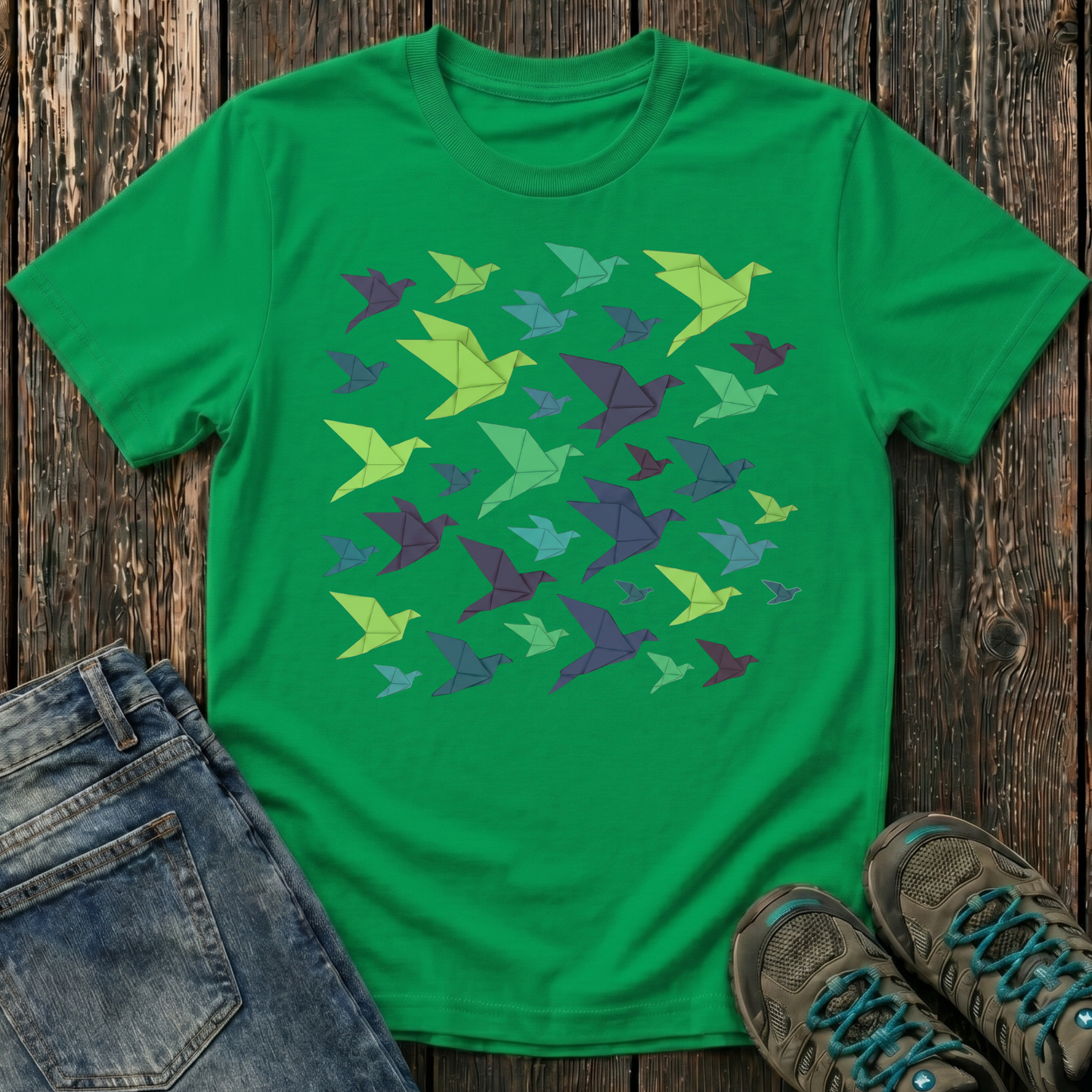 Children's Origami Birds Winter T-shirt