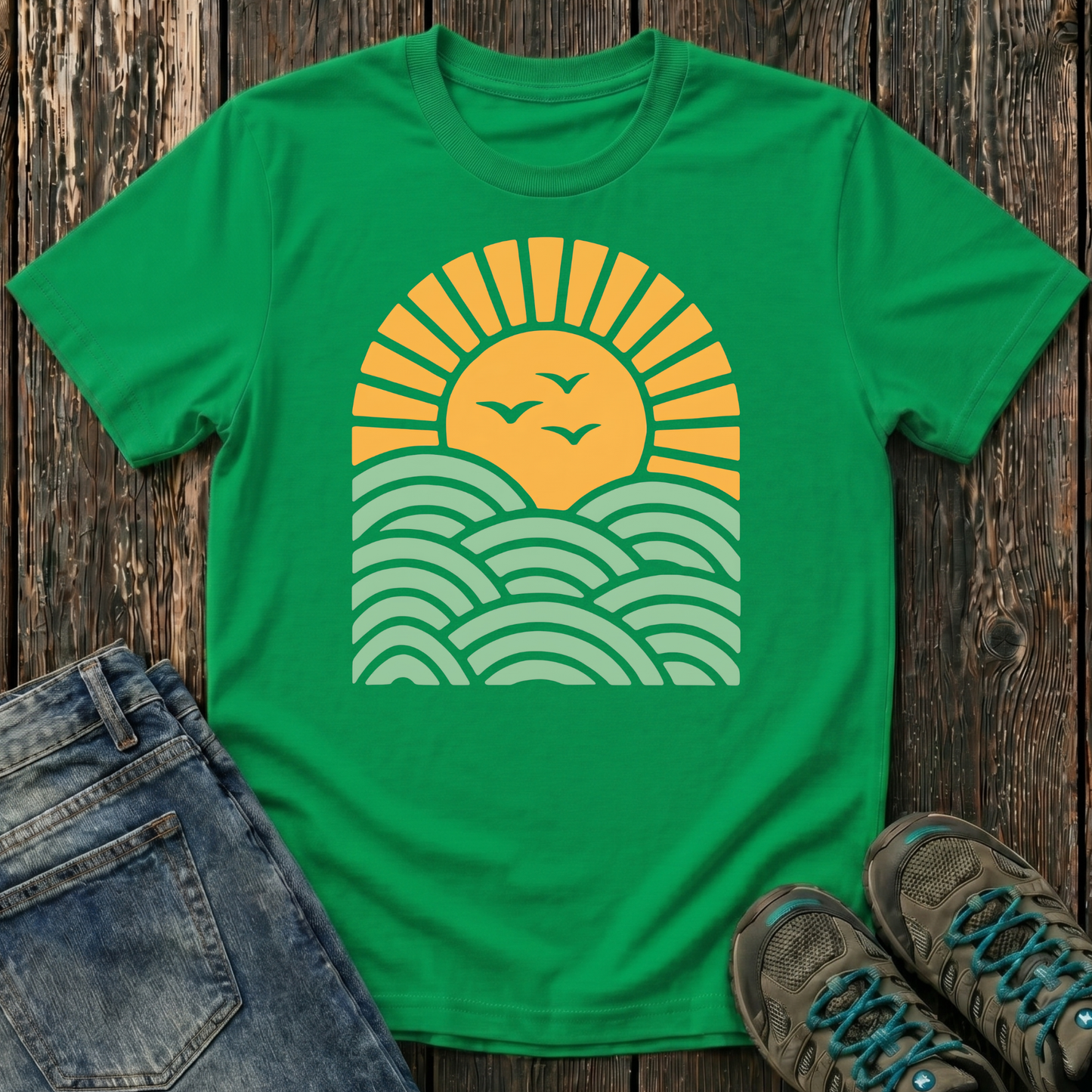 Children’s Sunrise Over Serene Waves T-shirt