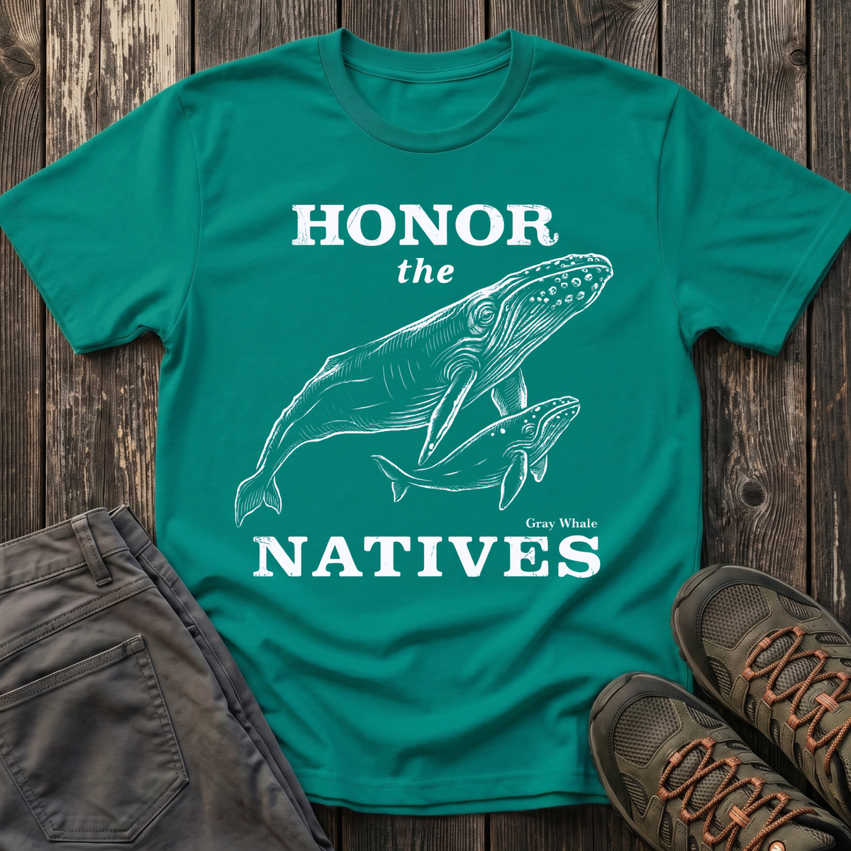 Honor The Natives Gray Whale T-shirt White