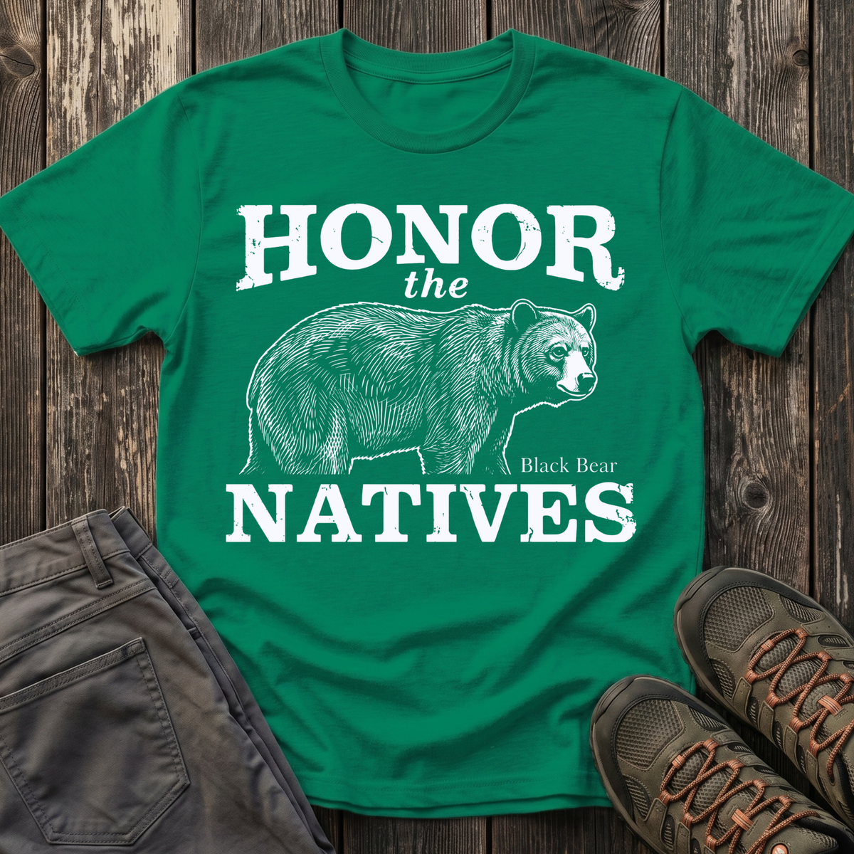 Honor The Natives Black Bear T-shirt White