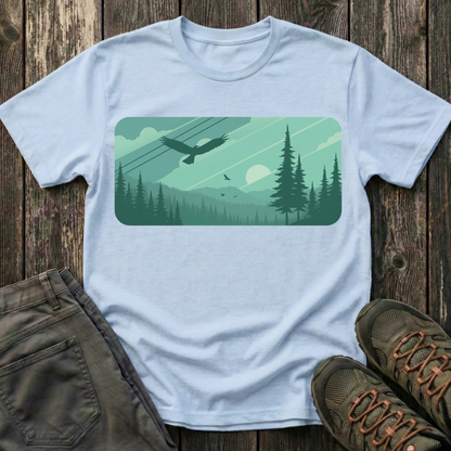 Soaring Eagle Over Green Pines T-shirt