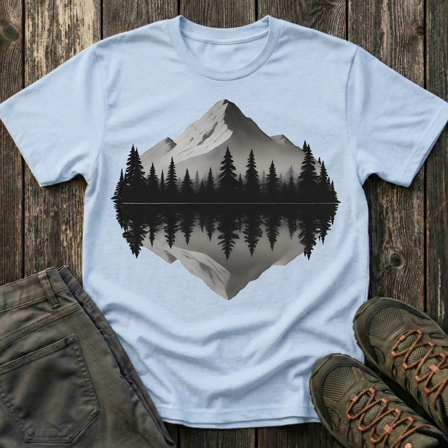 Greyscale Mountain Reflection T-shirt