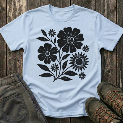 Botanical Portrait Black Ink Print T-shirt