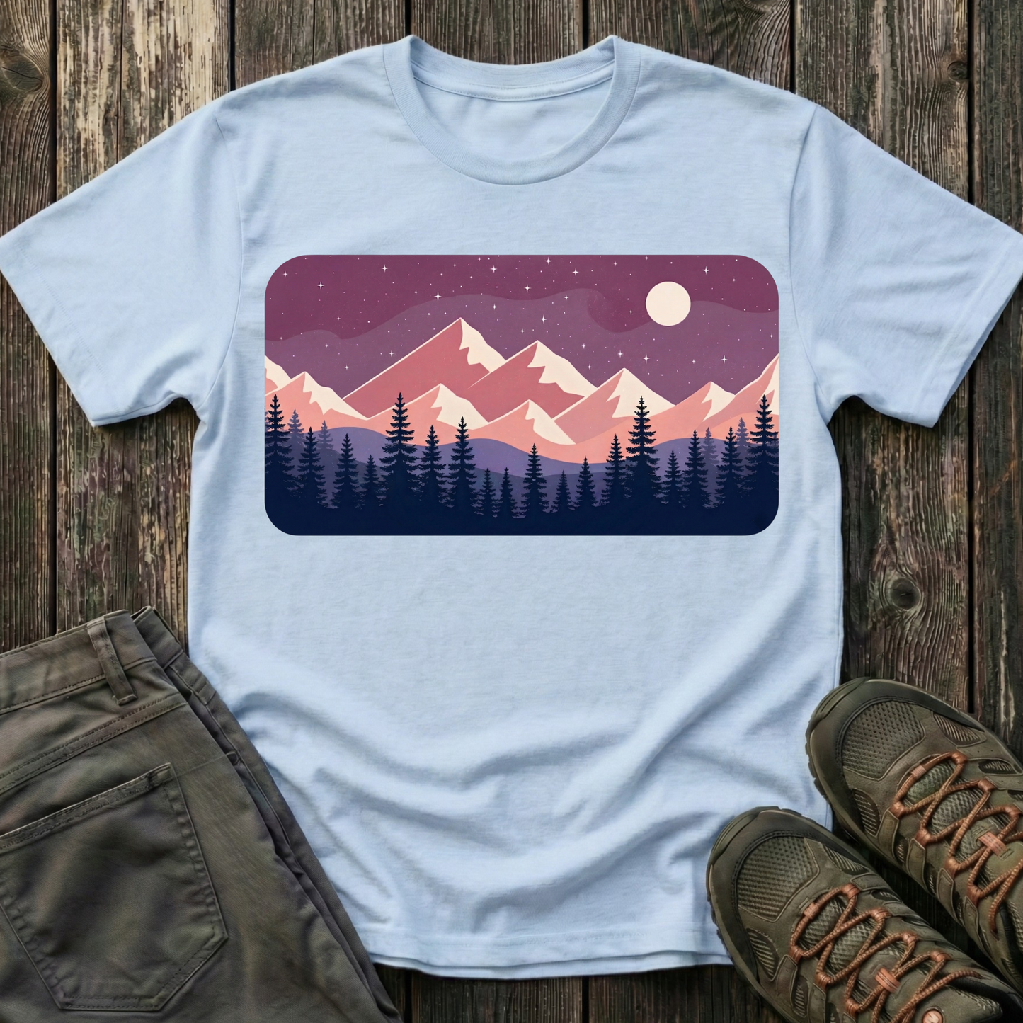 Purple Night Sky Landscape T-shirt