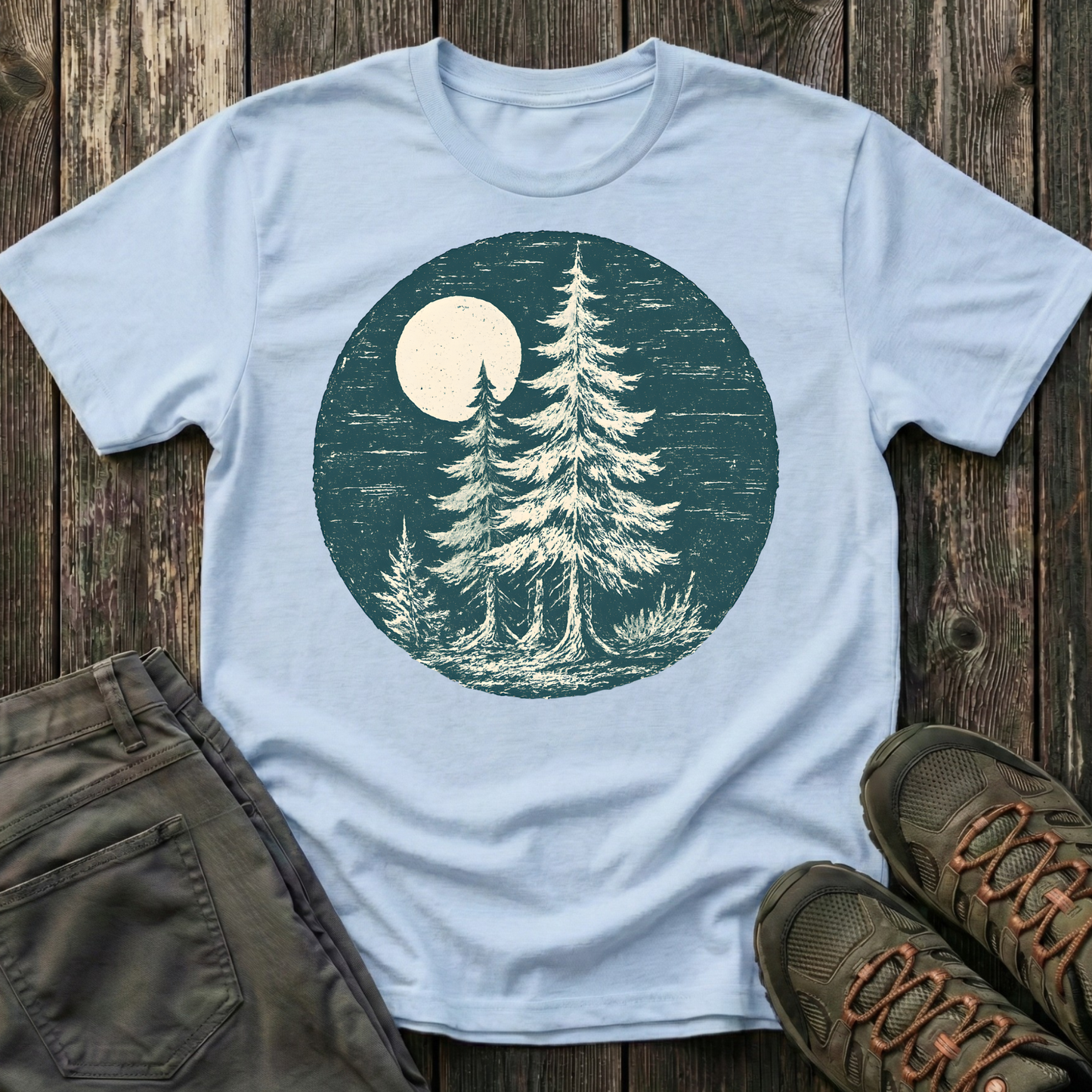 Hand Stamped Moonlit Forest T-shirt
