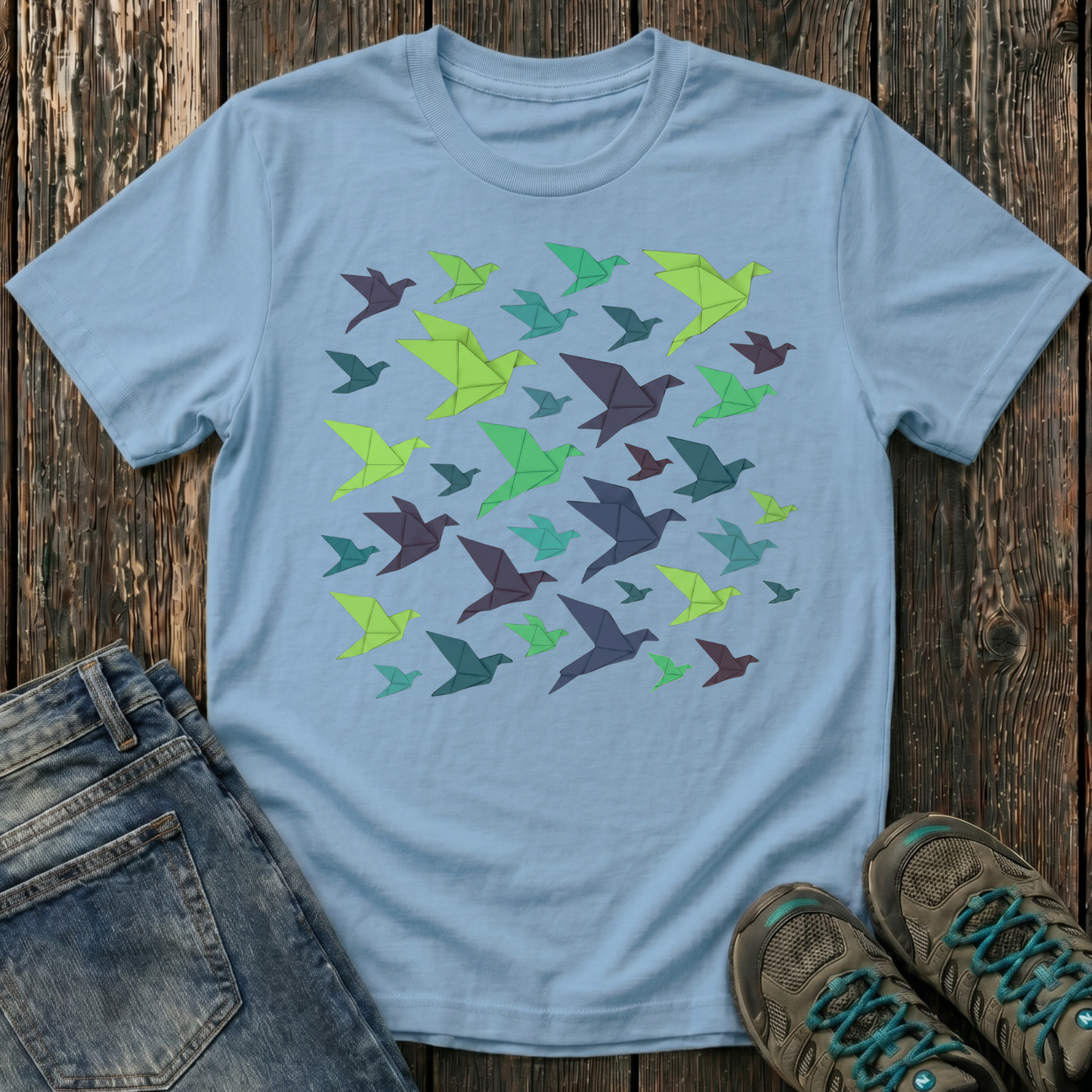 Children's Origami Birds Winter T-shirt
