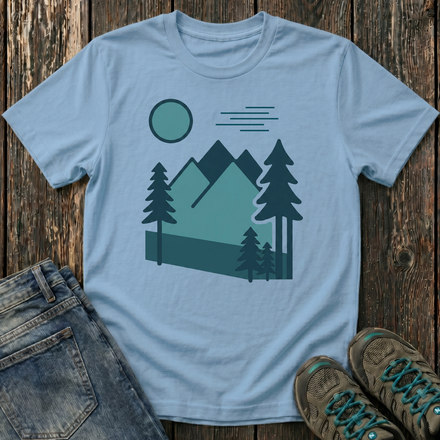 Children's Minimalist Blues Landscape T-shirt