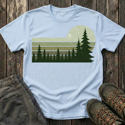 Retro Moss Green Sunset T-shirt