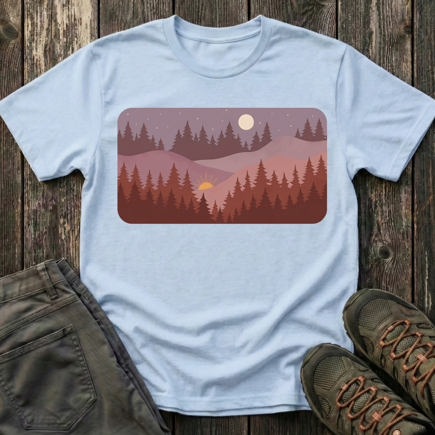 Sun Moon Layered Landscape T-shirt