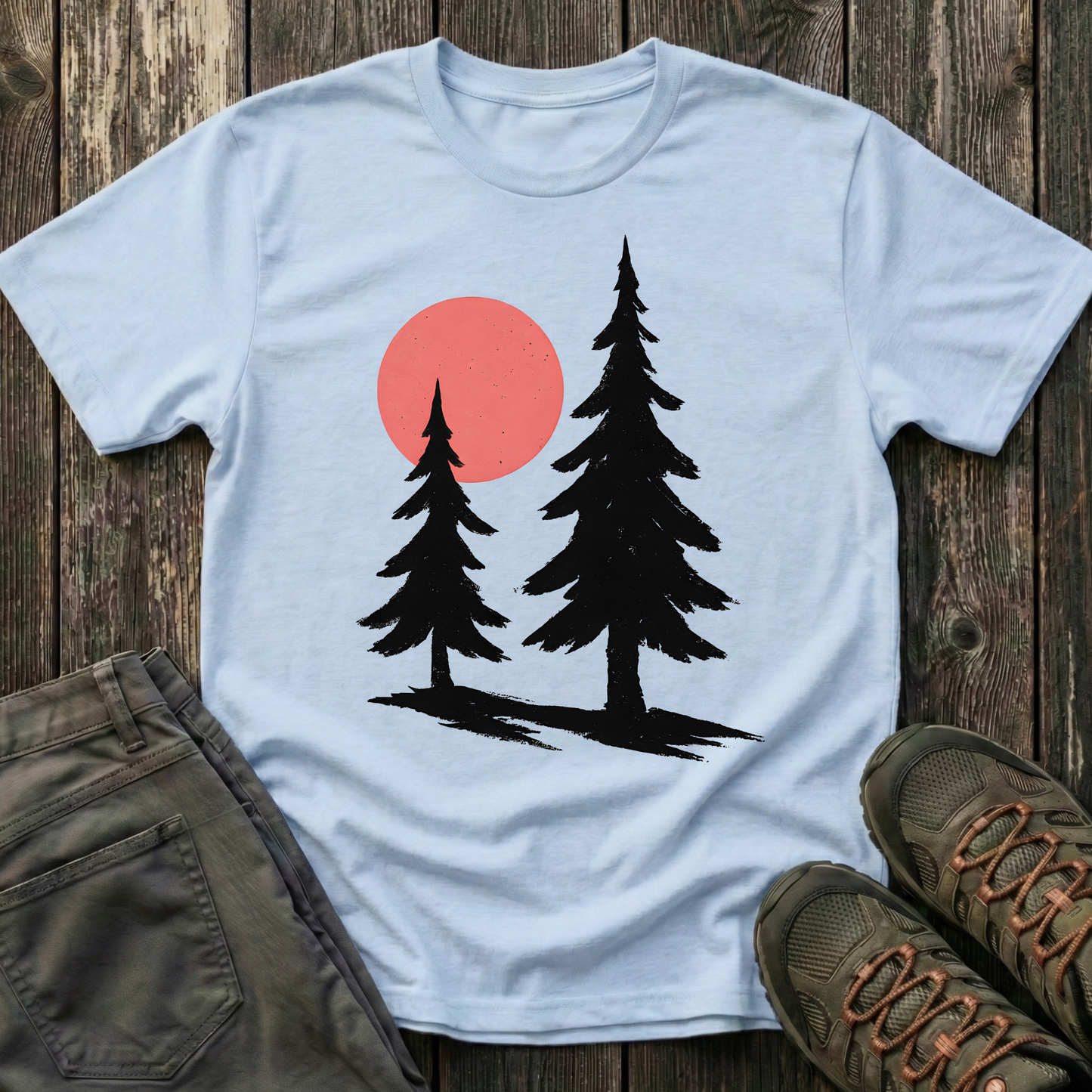 Serene Pines Under Sunset T-shirt
