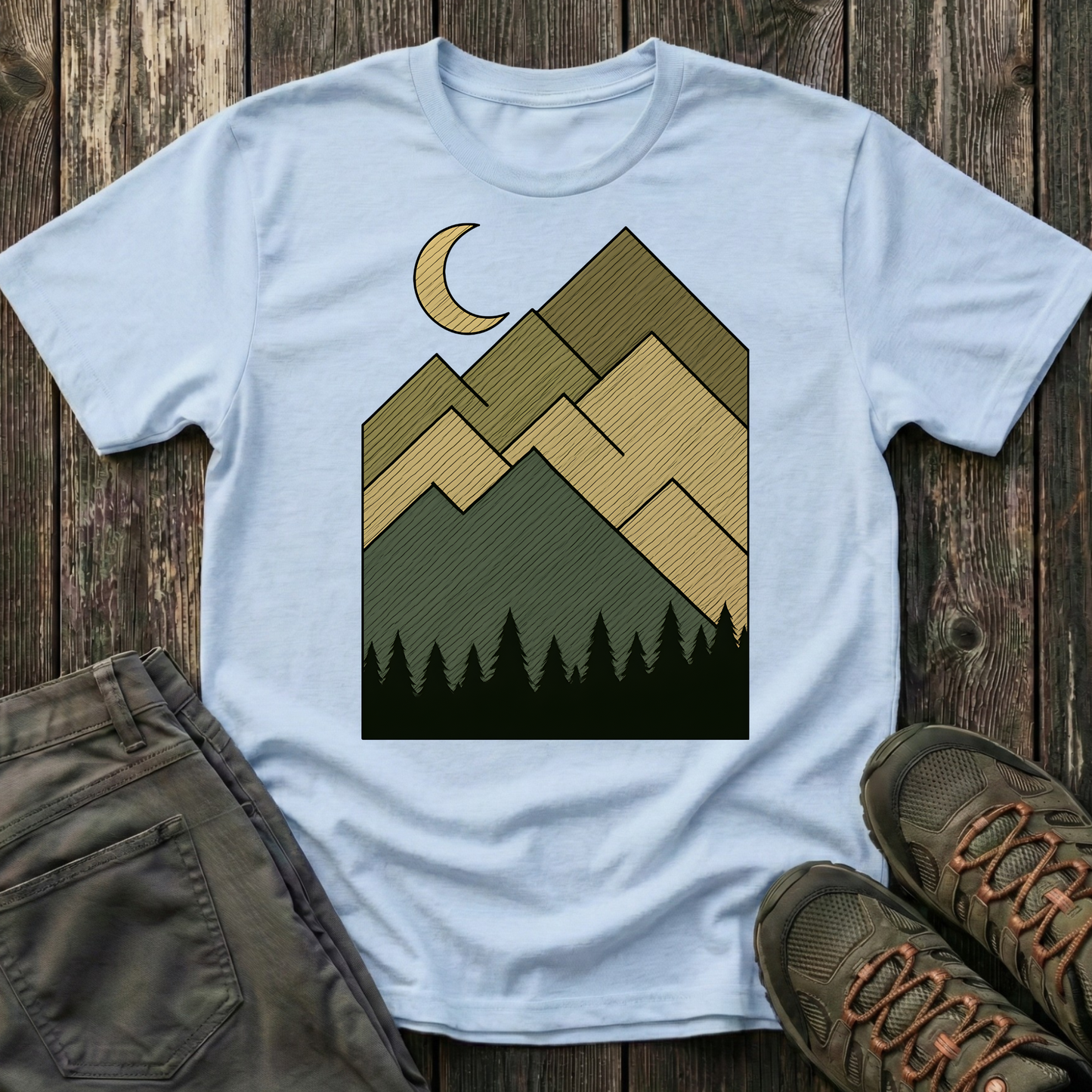 Moon Over Lined Mountains T-shirt
