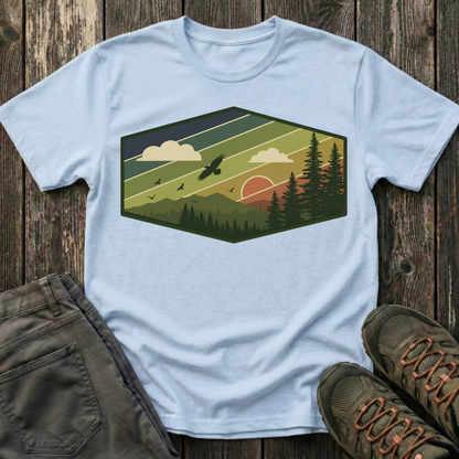 Retro Pine Forest Sunset T-shirt
