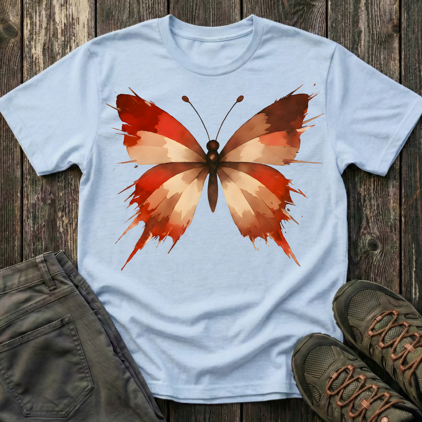 Watercolor Red Butterfly T-shirt
